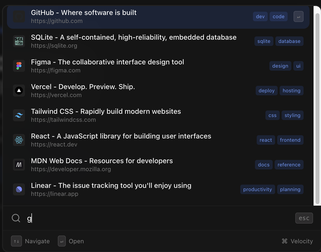 ViMark Search Interface